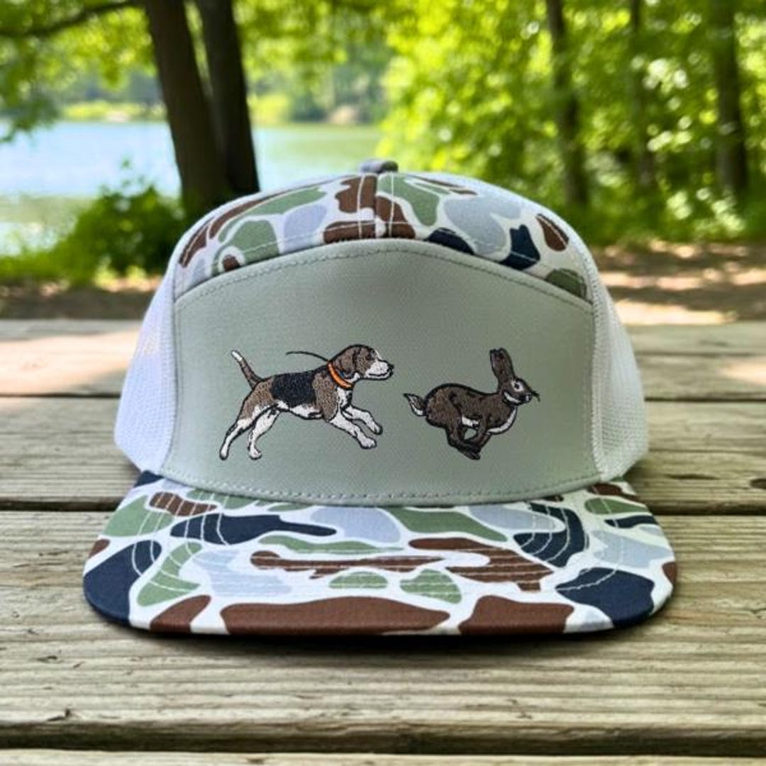 Embroidered Camo Trucker Hat: Dog & Rabbit Hunting Design - Etsy