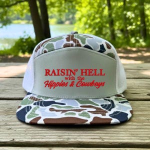 Beige Trucker Hat “Raising Hell With The Hippies & The Cowboys” Raising Hell With the Hippies and Cowboys Hat - Etsy main image 3