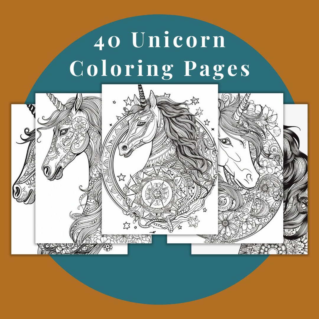 40 Unicorn Coloring Pages, Adult Coloring Pages, Teen Coloring Pages ...