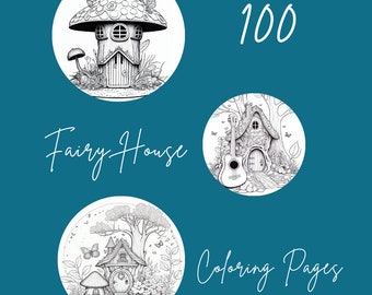 100 Fairy House Coloring Pages, Fantasy Coloring Pages, Fairy Color Pages, Stress Relief, Adult Color Pages