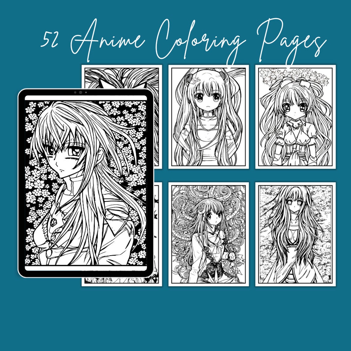 52 Anime Coloring Pages Adult Coloring Pages Teen Coloring - Etsy