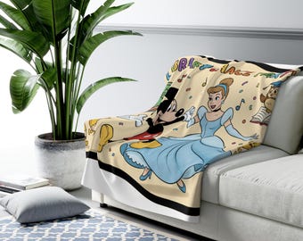 Mickey Mouse and Cinderella fleece blanket