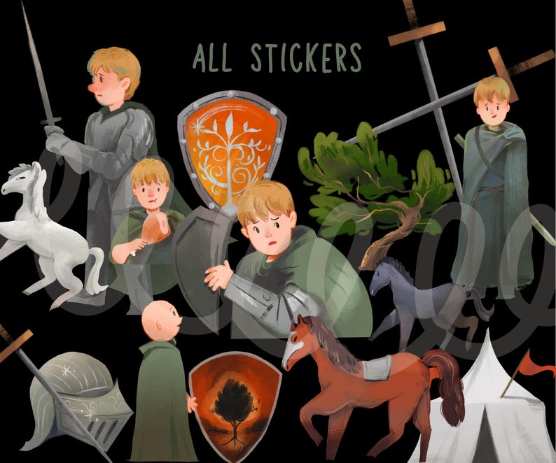 A Knight of the Seven Kingdoms Inspired Sticker Set - Digital Planner Stickers GoodNotes PNG Bundle image 4