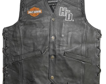 Débardeur Harley-Davidson pour homme, motard, café racer, moto 100 % cuir de vachette véritable, cadeau d'anniversaire