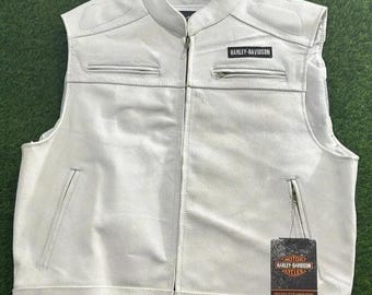 Gilet moto motard Harley Davidson en cuir véritable pour homme, cadeau pour motard