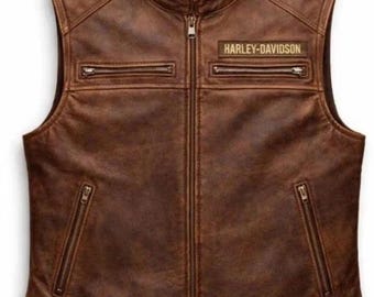 Veste de motard Harley-Davidson Passing Link neuve pour homme en cuir véritable, cadeau de sa part