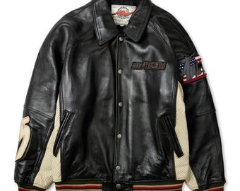 Chaqueta universitaria Avirex USA de cuero genuino para hombre, nueva, nueva, regalo de aniversario.