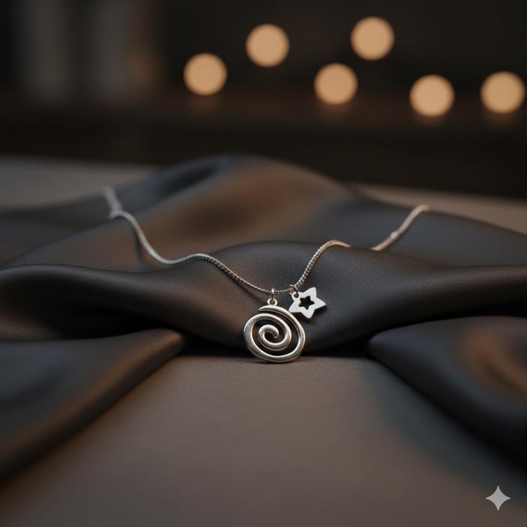 Silver Spiral Pendant Necklace Minimalist Star Charm Chain Gothic ...