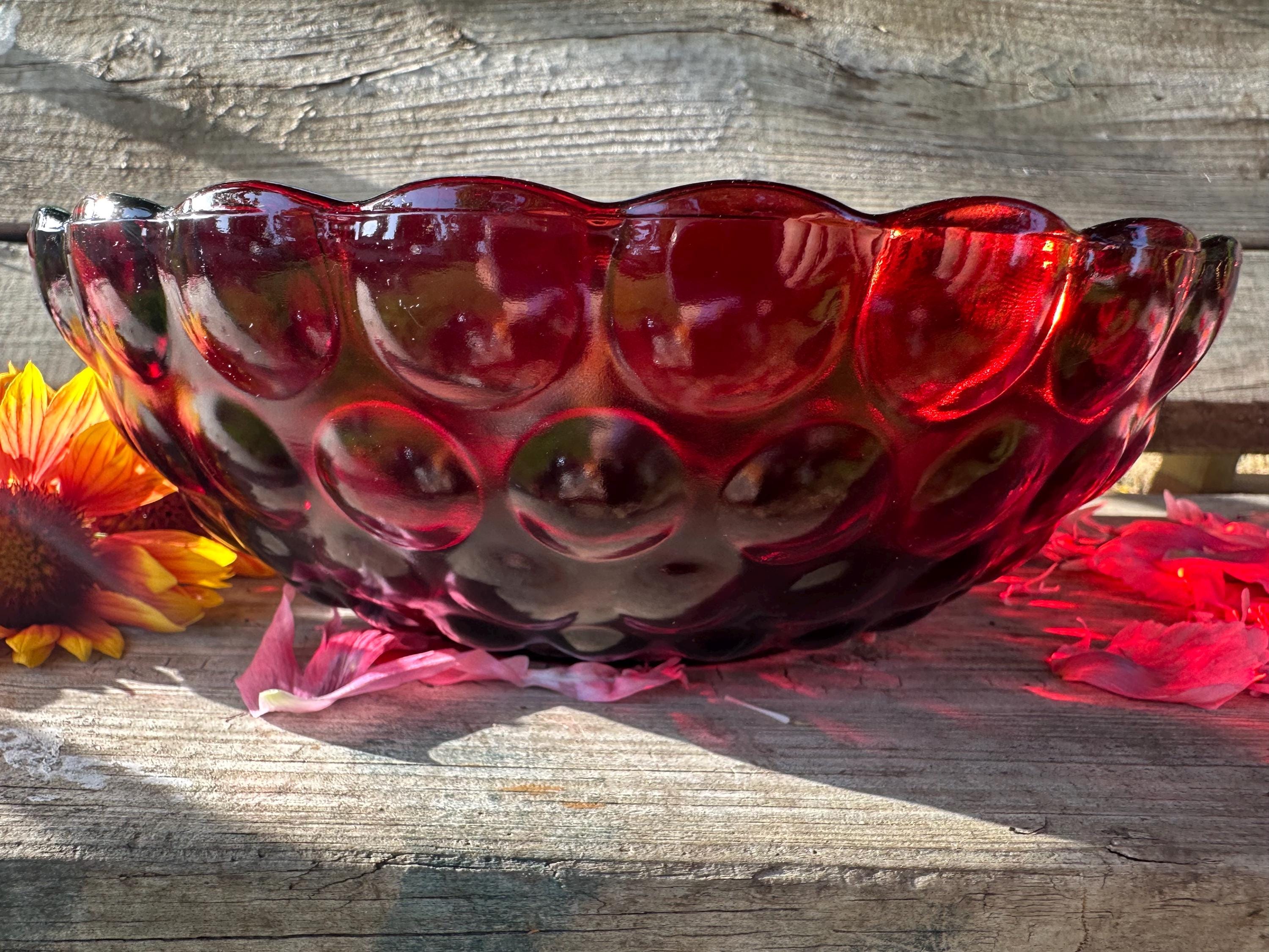 Anchor Hocking Ruby Red Bubble - Etsy