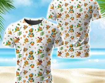 Disney Orange Bird Summer Vibes T-Shirt, Orange Bird Lover Summer Beach 3D Shirt, Happy Holiday Unisex Button Down Shirt Vacation Gifts