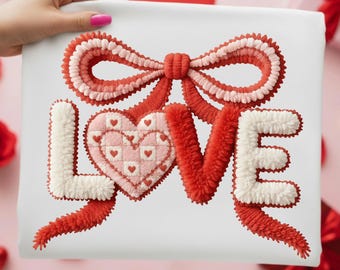 Latch Hook Yarn Crochet Love Coquette Bow Png, Valentine's Day PNG ...