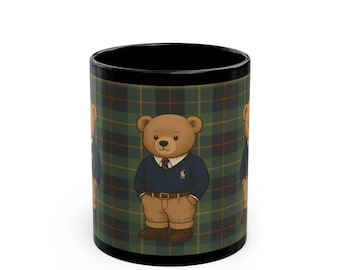 Ralph Lawrence Inspire Bear Mug | Black Ceramic Coffee Cup