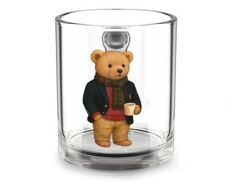Glass Mug, 10oz - Ralph Lawrence teddy bear cup, Cute Coffee Cup, Unique Tea Mug, Adorable Drinkware, Gift for Teddy Bear Lovers, Birthday