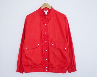 Vintage 1980's Red Button Front Windbreaker Jacket M/L