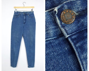 Vintage 1980's Forenza Medium Wash Denim High Waist Tapered Jeans 26W 28L