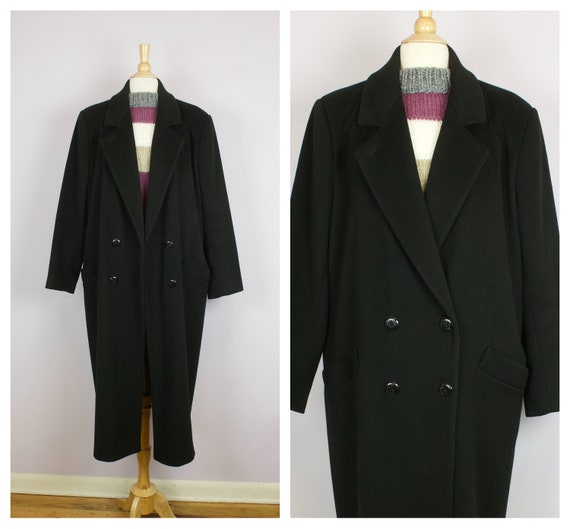 Vintage 1980's Black Wool Double Breasted Oversize