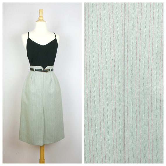 Vintage 1980's Gray + Pink Pinstripe High Waisted