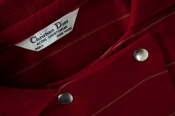 Vintage 1980's Christian Dior Dark Red Stripe Sna… - image 4