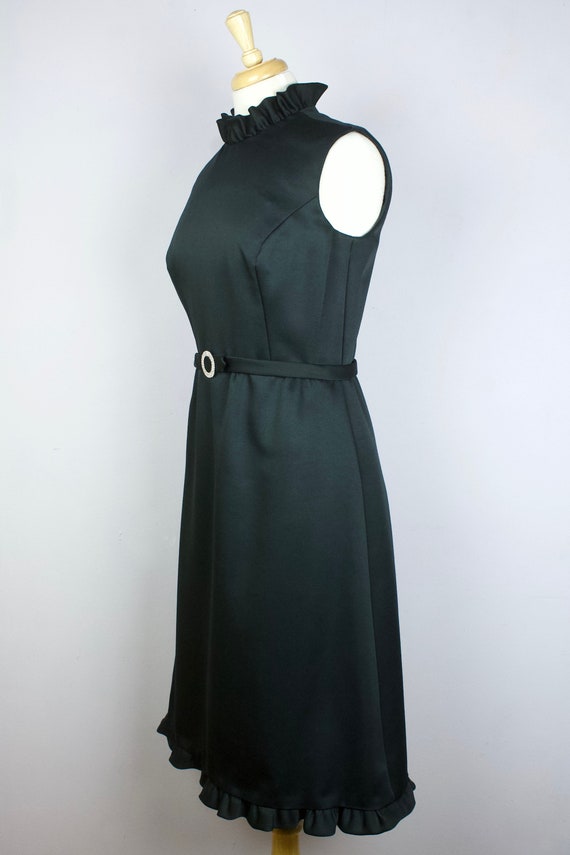 Vintage 1960's Nat Kaplan Black Ruffle Neck Rhine… - image 3