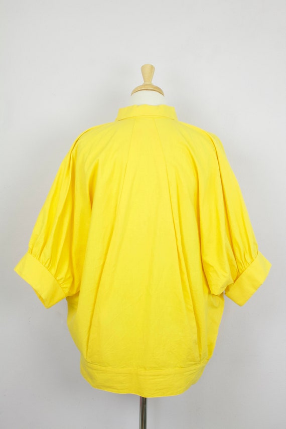 Vintage 1980's Bright Yellow Oversize Bat Wing Ha… - image 3