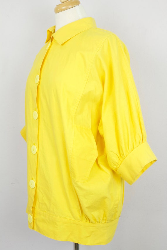 Vintage 1980's Bright Yellow Oversize Bat Wing Ha… - image 2