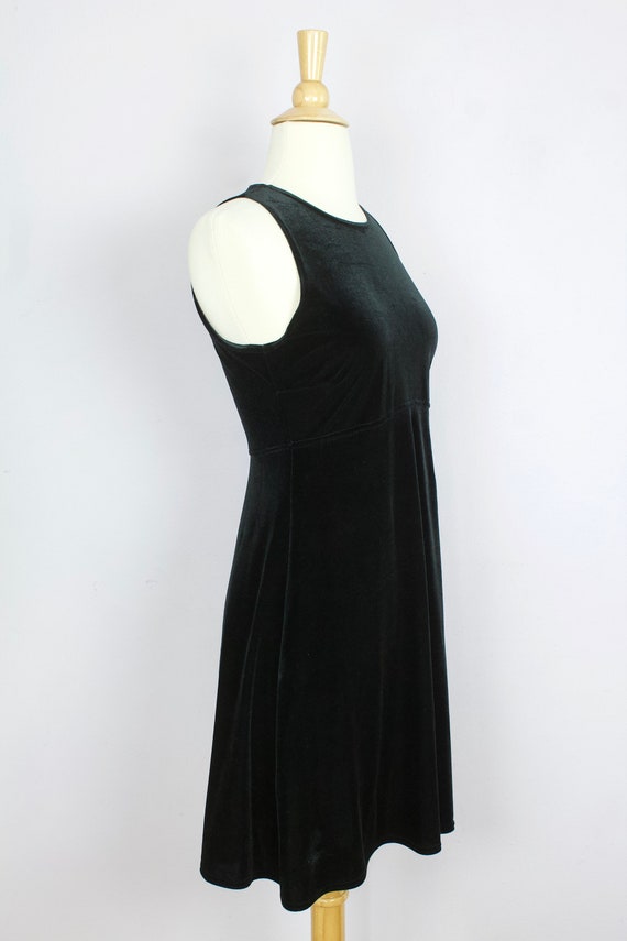 Vintage 1990's Black Velvet Sleeveless Mini Dress… - image 2