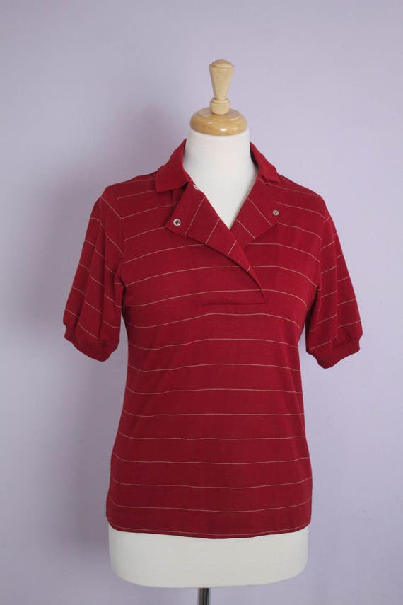 Vintage 1980's Christian Dior Dark Red Stripe Sna… - image 3