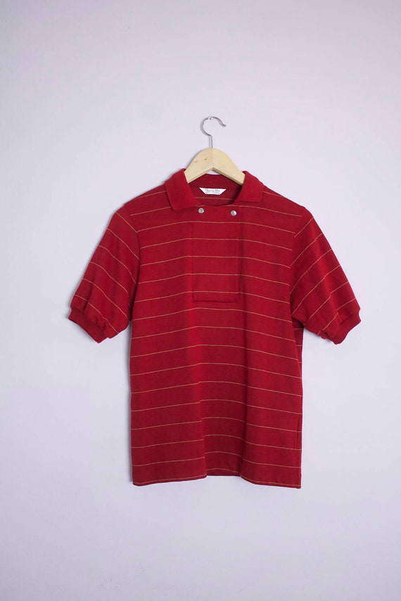 Vintage 1980's Christian Dior Dark Red Stripe Sna… - image 1