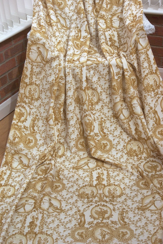 Gold Leaf Designer Velvet Curtains Vintage French Toile De Etsy