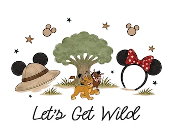 Reino Animal PNG, Diseño de camiseta de vacaciones de safari, Clipart de ratón leopardo y amigos, Sublimación PNG "Vamos a lo salvaje", Descarga instantánea