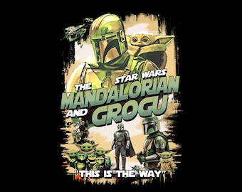 Star Wars The Mandalorian And Grogu Poster Png, Grogu Bounty Hunter Png, 90s Style Star Wars Png, Star Wars Fans Png