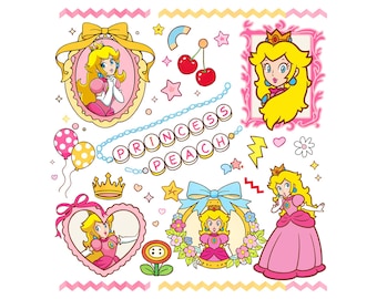 Mario Princess PNG, Principessa Peach Png, Design maglietta Principessa Peach, Mario Princess Png, Rosalinda Daisy Png, Download digitale