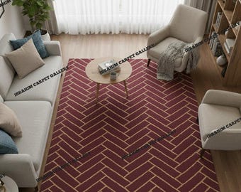 Herringbone Area Rug | Geometric Modern Living Decor. For living room.