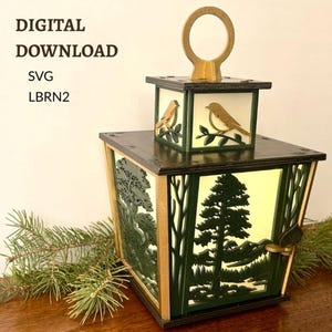 Wald Baum Laterne SVG | Laser Cut Datei, Rustikales Cabochon Dekor (Digitaler Download)