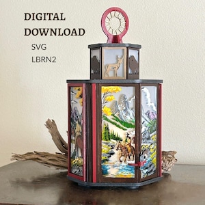 Lanterna da cowboy del selvaggio West in formato SVG e file per taglio laser LightBurn / Decorazione western - Download digitale