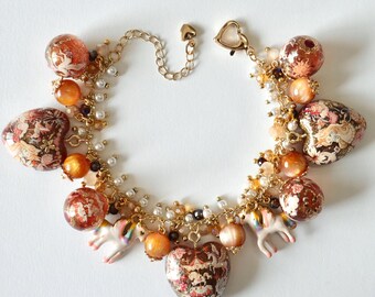 Unicorn Charm Bracelet – Fantasy Carousel Resin Jewelry, Whimsical Handmade Bracelet