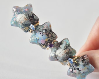 Star Hair Clips – Kawaii Resin Celestial Barrette, Whimsical Fantasy Handmade Hair Accessory