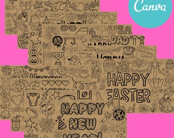 Holiday Coloring Banner Template Mega Bundle : Editable DIY Painted Sign (Digital Download)