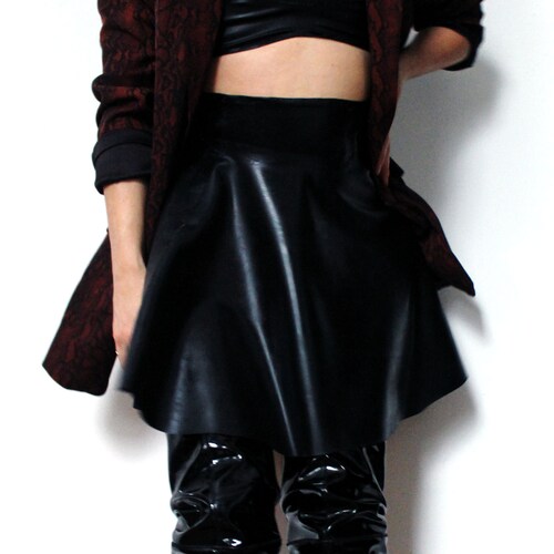 The Saber high waist skater skirt in latex