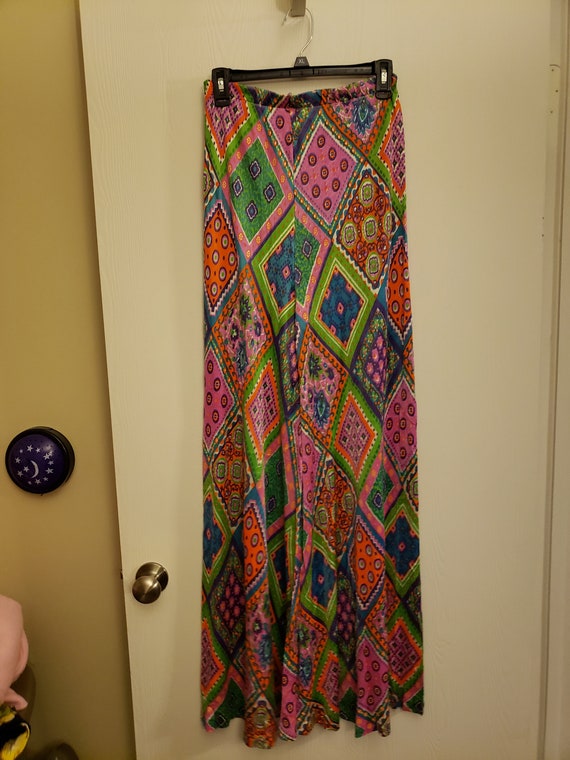 1970s multicolored flare womens pants
