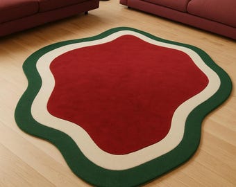 Hand Tufted Wool Rug 5x8 ft, Modern Minimalist Carpet, Soft Living Room Decor