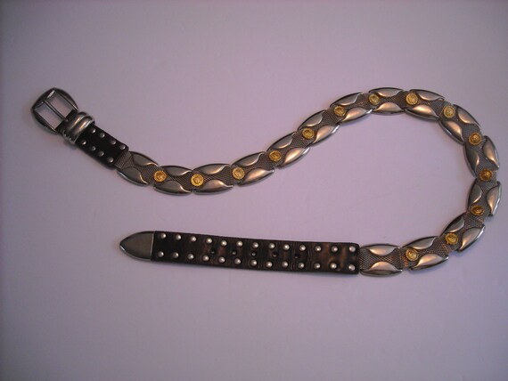 Vintage MEN'S LEATHER/METAL Mesh Belt 1990's