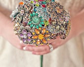 Medium Colorful Wedding Brooch Bouquet - Blue, Pink, Green, Purple, Orange, Yellow, Red