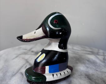 Vintage Duck Shoe Shine Brush | Wooden Duck Boot Polishing Brush | Whimsical Vanity Decor | Rustic Gentleman’s Accessory