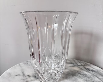 Large Crystal Votive Candle Holder | Lamp Size Cut Crystal Candle Stand | Elegant Glass Hurricane Accent | Vintage Home Decor
