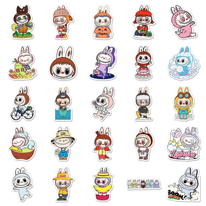 50pcs Labubuu Creepy Monster Cute Sticker Pack Designer Art Toy Bunny ...