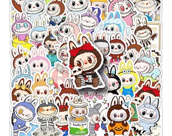 50pcs Labubuu Creepy Monster Cute Sticker Pack Designer Art Toy Bunny Decals Kawaii Vinyl Stickers Laptop, Skateboard, Water Bottle Decor