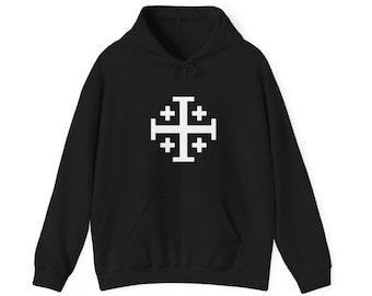Jerusalem Cross Hoodie, Crusader Medieval Symbol, Christian Gift