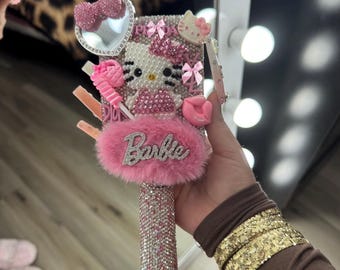 Luxury Hello Kitty Bling Hair Brush | Rhinestone Hair Brush | Pink Vanity Decor | Handmade Glam Brush | Cute Gift for Her