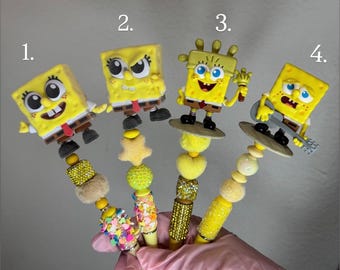 SpongeBob Pens | Bikini Bottom Pens | Beadable Pen | Character Pens | Handmade Pens